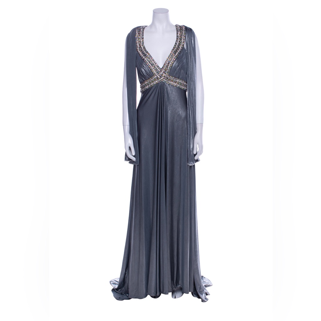 Terani Couture Plunge Nakeline Long Dress